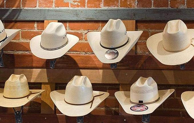 Pmsanzay Cowboy Hat Holder/Cowboy Hat Rack Wall Hanging Decoration Rustic/Men's & Women's Western Style Cowboy/Cowgirl Straw Hat Cap Storage Display Holder Rack Dryer Stand Organizer - Metal
