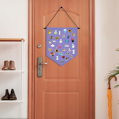 Wall Hanging Brooch Organizer Storage Board Colorful Enamel Pin Badge Canvas Display Banner Earrings Case Collection Holder 12.6x10in(Not Include Any Accessories) (Purple)