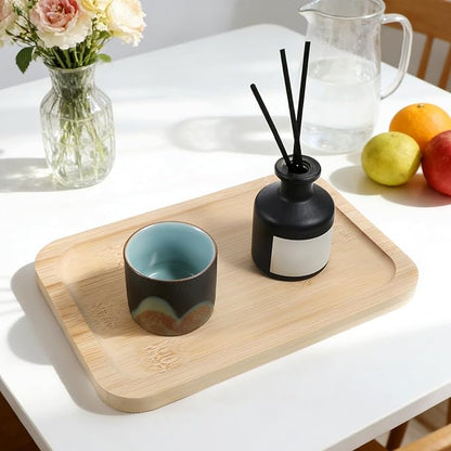 Small Bamboo Organizer Tray, Bamboo Tray for Counter Toilet Tank Trays Narrow Bathroom Counter Trays for Organizing and Home Decor, 8.6l X 5.9w X 0.47h Inch