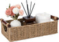 CubesLand Wicker Toilet Storage Basket Tray Organizer W/Cut Out Handle, Slim Decorative Basket for Countertop, Shelves And for Versatile Home Decor, Living Room, Nursery Organization, Neutral