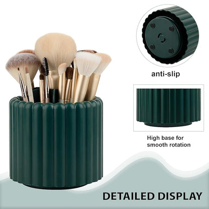 Anyoifax 360 Rotating Makeup Brush Holder 7 Slots Make Up Brush Organizer Removable Spinning Cosmetic Brushes Storage Pen Holder for Vanity, Dresser, Desk, Teal Green