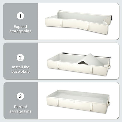 TidyCorner 2-Pack Under Bed Storage, 6 Inches Tall Closet Organizers and Storage Bins with Sturdy Sidewalls/Bottom/4 Handles, Beige