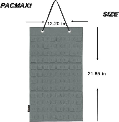 PACMAXI Hanging Brooch Pin Organizer, Display Pins Storage Case, Brooch Collection Storage Holder, Holds Up to 96 Pins.(Not Include Any Accessories) (S-96 Slots, Grey, Small)
