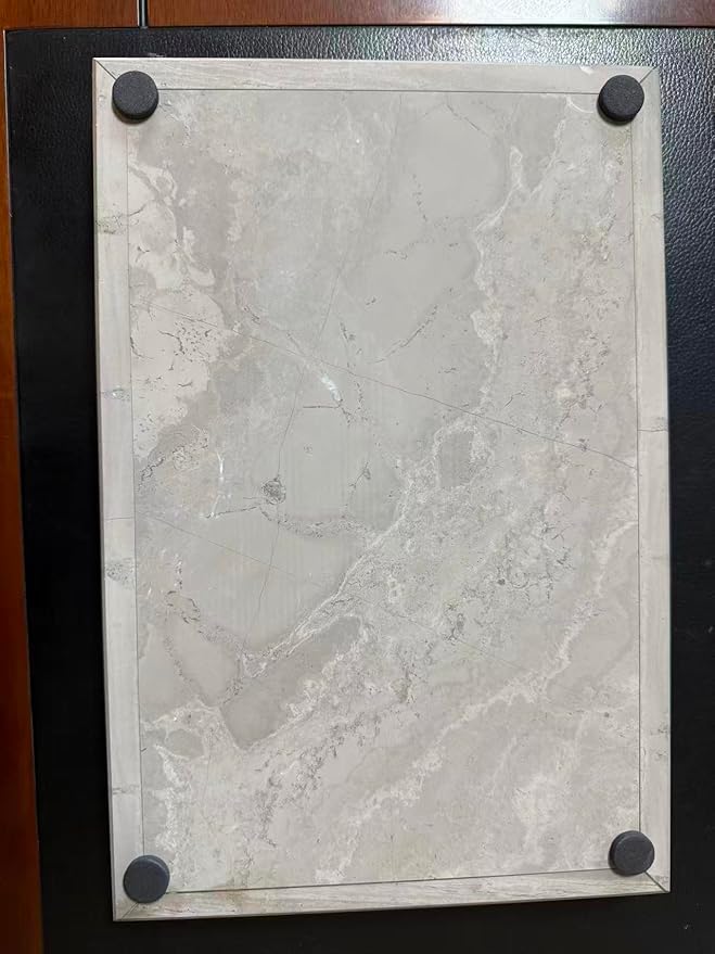Pure Natural Marble Tray for Bathroom, Dresser, Sink. Cosmetics, toiletries, perfumes, Jewelry, Candles, etc. can be Placed (Floral Wood Grain, 12" x 8" x 1.2")