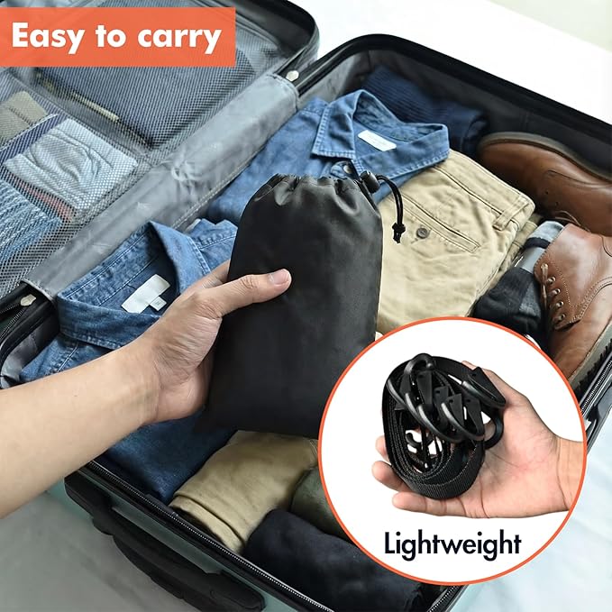 Hat Organizer for Closet, Hat Rack for Door with 6 Durable Adjustable Hooks & Storage Bag, Height 66 in Hat Storage for Home Dorm Room Travel Outdoor