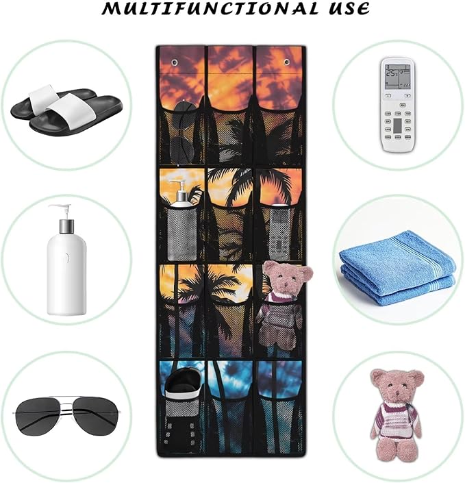Tropical Tree Over the Door Shoe Organizer,Shoe Organizer Door Hanger,Space Saver Shoes Hanger Storage Organizer Bag