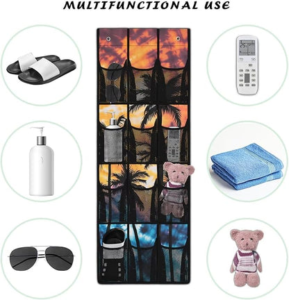 Tropical Tree Over the Door Shoe Organizer,Shoe Organizer Door Hanger,Space Saver Shoes Hanger Storage Organizer Bag