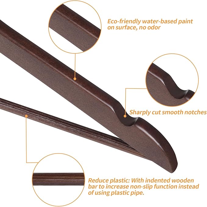 Amazon Basics Durable Wooden Suit Clothes Hangers - Cherry (Pack of 80)