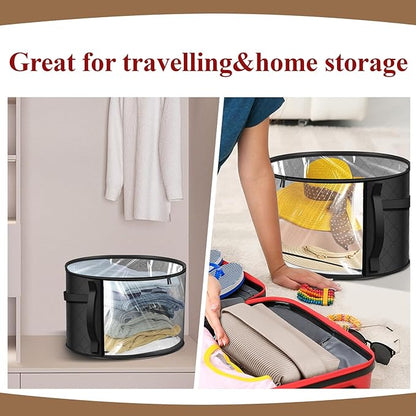 Oversized Clear Hat Storage Bag for Women, Closet Hat Boxes Organizer Bag with Dustproof Lids, Holds up to 7 Caps Cowboy Hat Organizer for Closet, Hat Carrier Case for Travel (Black)