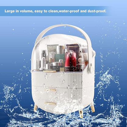 Makeup Organizer,Cosmetics Display Case With 2-Layer Storage Box,Waterproof And Dustproof,Skincare Storage Box (White A)