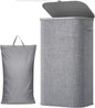 Lifewit 105L Large Laundry Basket with Lid, Laundry Hamper with Plastic Handles and Removable Bag, Foldable Tall Dirty Clothes Hampers for Laundry for Laundry Room, Bedroom, Bathroom, Dorm, Light Gray