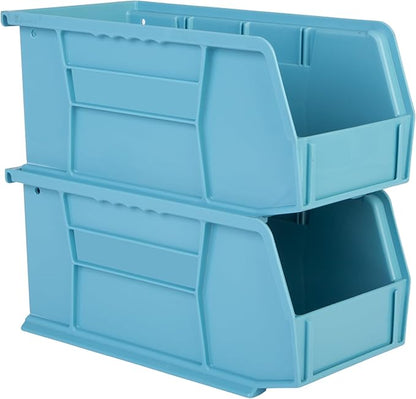 Hudson Exchange 11" x 5-1/2" x 5" Plastic Stackable Storage Bin and Hanging Container (Light Blue, 1 Pack)