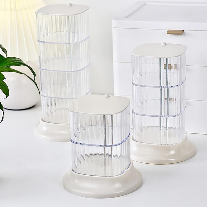 Hair Accessory Organizer, 2-Layer Rotating Clear Hair Tie Organizer for Hair Clips, Headbands, Hair Ties, Earring, Necklace, Ring, Jewelry Boxes & Organizers for Girls & Women (2 Layer White)