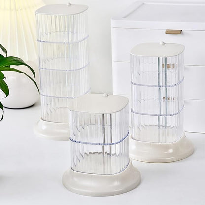 Hair Accessory Organizer, 2-Layer Rotating Clear Hair Tie Organizer for Hair Clips, Headbands, Hair Ties, Earring, Necklace, Ring, Jewelry Boxes & Organizers for Girls & Women (2 Layer White)