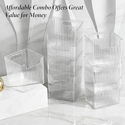 8 Pcs Plastic Cabinet Door Organizer, Adhesive Clear Wall Mount Storage Bins, Acrylic Cabinet Door Storage Baskets, Organizers Hanging Holder Shower Caddy for Bathroom Kitchen Makeup Pantry