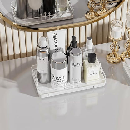 Bathroom Vanity Tray for Toiletries Makeup Perfume Candle Toilet Tank, Kitchen Tray for Soap Dispenser Spice Salt, Small Tray for Countertop Decor Coffee Nightstand 7.9”x4.4” White