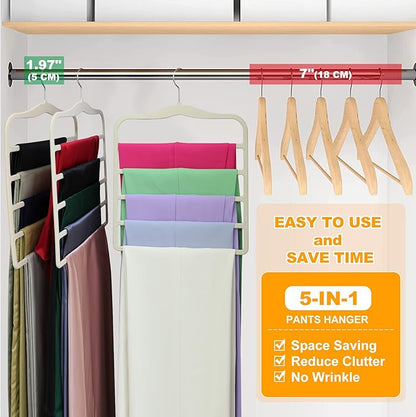 Closet Organizers and Storage,3 Pack Velvet Pants-Hangers-Space-Saving,Non Silp 5 Tier Scarf Jeans Closet Organizer,Dorm Room Essentials for College Students Girls Boys Guys,Organization and Storage