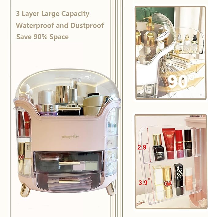 Omeily Upgrade Large Makeup Organizer Countertop Vanity Organizer Cosmetic Organizer Makeup Storage Box Bathroom Counter Organizer Perfume Skincare Organizers Gift Women Clear Design Easy Visibility