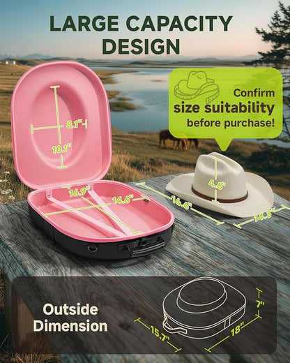 BRANTMAKER Cowboy Hat Box, Cowboy Hat Case for Travel, Crush Proof Storage for Western/Panama/Fedora, Carrier with Adjustable Shoulder Strap & Brush