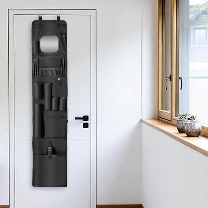 Organizer, Closet Hanging Bag, Lightweight,with Acrylic Soft Mirror Multi Pockets for Garage Office