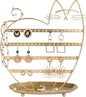 NIKKY HOME Cat Earring Holder Hanging Organizer Stand Metal Jewelry Tree Table Top Ear Stud Holder Tower Rack with Ring Tray and Hook for Girls (80 Holes), Gold