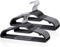 Tonswachic Heavy Duty Plastic Clothes Hangers, Space Saving Hangers 30 Pack, Non-Slip, 0.2 Inches Slim, 360° Swivel Silver Hook for Shirts, Pants & Wet/Dry Garments, Black and Dark Gray