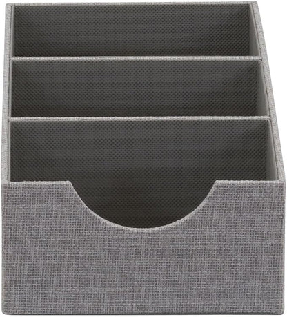Household Essentials Grey 727-1 Deep 3 Section Drawer Organizer Box for Storage | 12 in x 6.13 in x 3.13