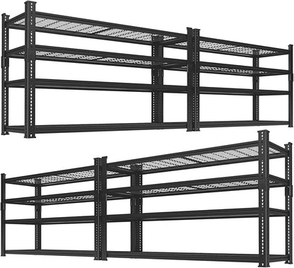 Storage Shelves Heavy Duty 4 PCS, 48"L x 18"W x 60"H Garage Wire Shelving Unit Loads 2640LBS, 4-tier Adjustable Metal Industrial Utility Shelf Rack for Kitchen, Laundry, Pantry, Warehouse, Basement