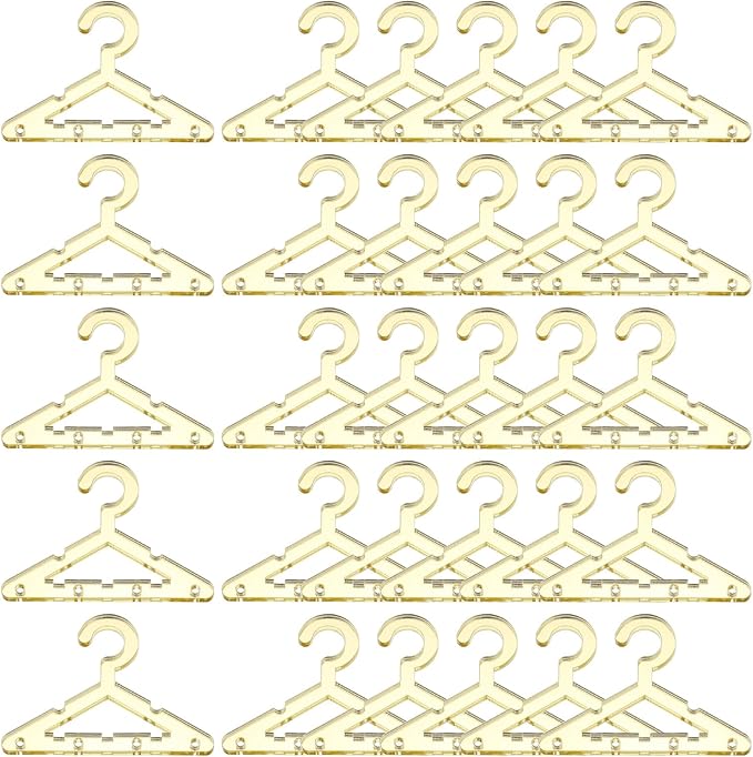 PATIKIL 50pcs Clothes Hanger Earring Holder, Mini Acrylic Coat Hangers Earring Hangers Hanger Rack for Earring Holder Organizer Stand Studs, Gold Tone