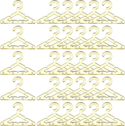 PATIKIL 50pcs Clothes Hanger Earring Holder, Mini Acrylic Coat Hangers Earring Hangers Hanger Rack for Earring Holder Organizer Stand Studs, Gold Tone