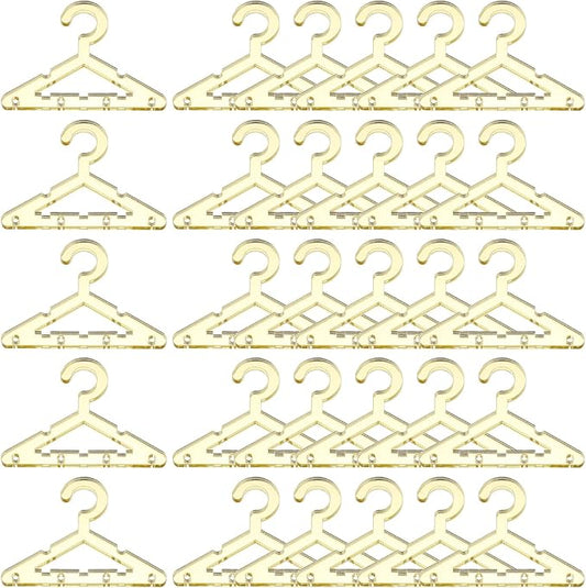 PATIKIL 50pcs Clothes Hanger Earring Holder, Mini Acrylic Coat Hangers Earring Hangers Hanger Rack for Earring Holder Organizer Stand Studs, Gold Tone