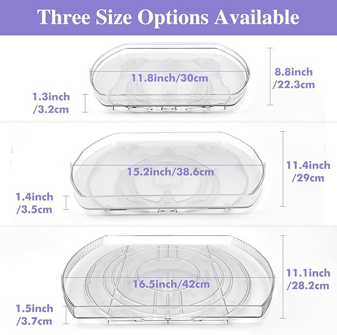 Incostar 360° Rotating Lazy Susan Turntable - Multifunctional Rectangular Organizer for Refrigerator, Cabinet, Pantry, and Kitchen Countertop (15.2" x 11.4", 2 Pack)