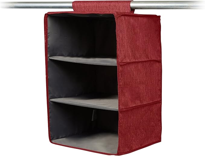 Covermates Keepsakes Hanging Closet Organizer - Heavy Duty Material, Sturdy Interior Shelves - Closet Storage, Red Heather
