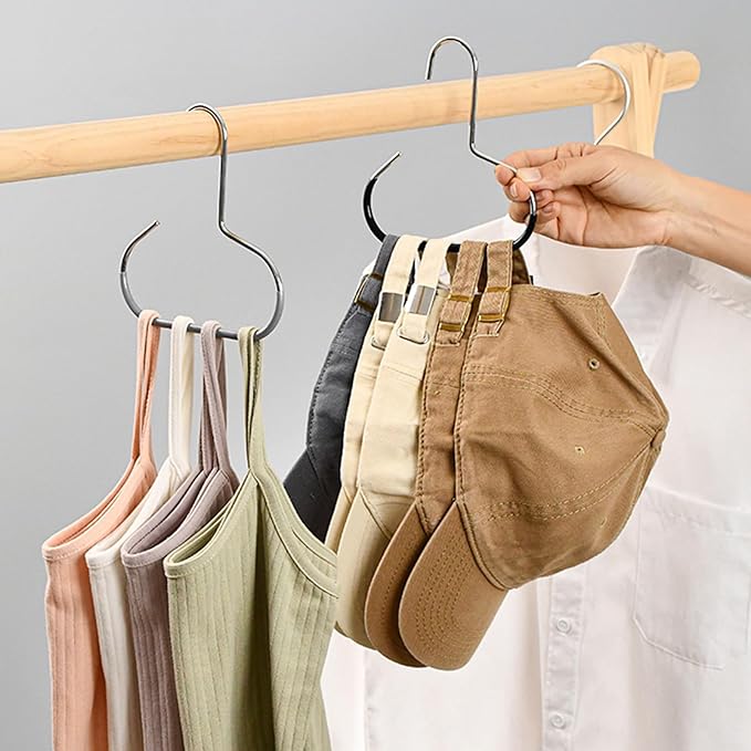 6 Pack Hat Organizer Scarf Hanger for Closet, Belt Hanger for Closet Space-Saving, Scarf Organizer for Baseball Caps, Beanies, Belts, Scarf (6PCS)