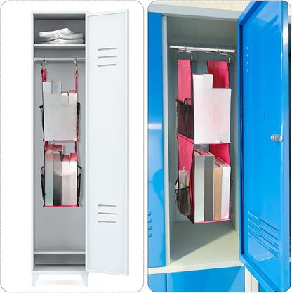 1 PC Hanging Locker 2 Layer Shelves Hanging Locker Organizer Accessories for Office School Gym Closet Home Supplies(Rose Red)