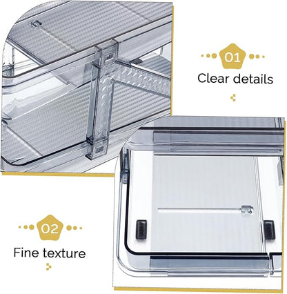 Mikinona Double Tier Can Organizer for Refrigerator Beverage Holder Rack for Easy Access Rolling Drinks Dispenser for Cans and Bottles for Soda Beer and Wine Storage