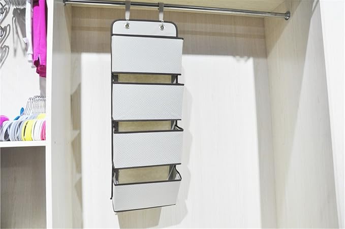4 Pockets Wall Mount Over The Door Closet Storage Organizer Durable Non-Woven Fabric Hanging Bag for Toys Towels Bottles Sunglasses Cosmetics Magazines