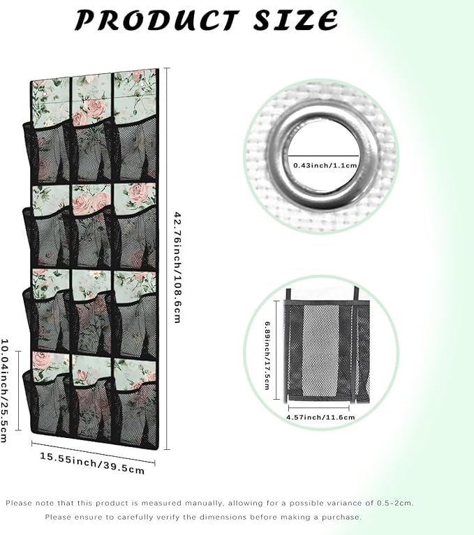 Hanging Storage Bags,Rose Shoe Organizer Door Hanger,Space Saver Hanging Shoe Storage Hanging Bag Waterproof Reusable