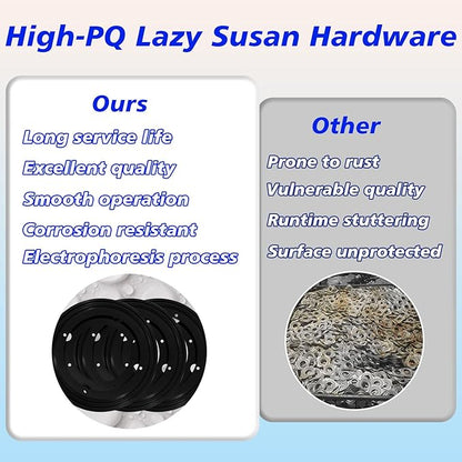 2 Packs 8'' Lazy Susan Hardware, Heavy Duty 5/16''Thick Turntable Bearing Swivel Pate for Rotating Table, Book Case, Serving Tray, Corner Shelves, Kitchen, DVD Tower, Shoe Rack, Black