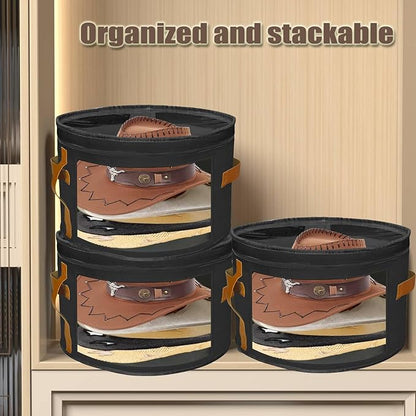 STARGAZ Oversized Clear Hat Storage Bag, Hat boxes for women storage, Cowboy hat storage, Hat accessories, hat organizer for closet, hat travel case with Handle, Holds Up to 10 Hats(Black 2 Pack)