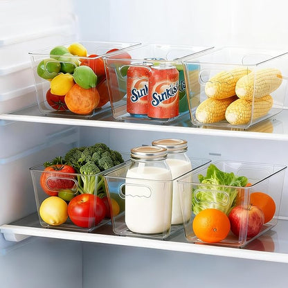 Clear Pantry Organizer Bins, Plastic Organizers & Storage Containers, Cabinet Organizer, Home Organization Must Haves for Kitchen, Laundry Room, Office, Closet & Freezer (4 Pack)
