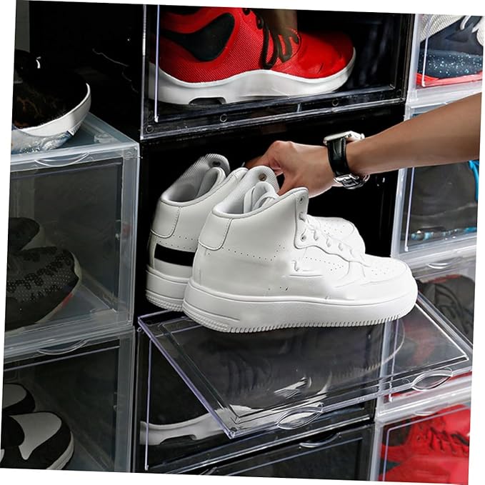 Unomor Shoe Storage Box with Dustproof and Moisture-resistant Design, Sturdy Buckle-connected Stackable Shoe Organizer for Home Closet and Sneaker Storage