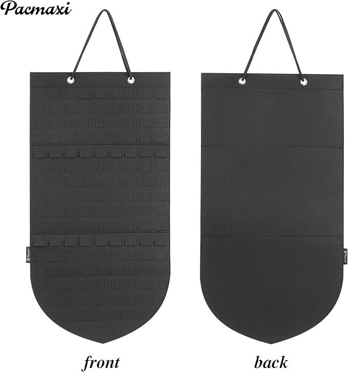 PACMAXI Hanging Brooch Pin Organizer, Display Pins Storage Case, Brooch Collection Storage Holder, Holds Up to 96 Pins.(Not Include Any Accessories) (Black, Small)