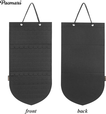 PACMAXI Hanging Brooch Pin Organizer, Display Pins Storage Case, Brooch Collection Storage Holder, Holds Up to 96 Pins.(Not Include Any Accessories) (Black, Small)