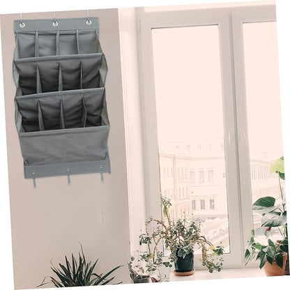 UKCOCO Multi Layer Door Back Storage Pouch Oxford Cloth Wall Hanging Organizer with Large Pockets Space Saving Shoe and Item Holder for Home Bathroom Kitchen Grey