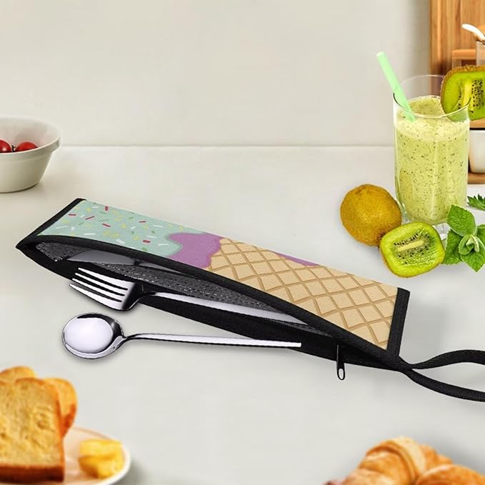 Ice Cream Flatware Storage Bag Tableware Carrier Bag Dinnerware Organizer Easy of Cleaning & Light to Carry with Handle Holds up to The Rest of Time