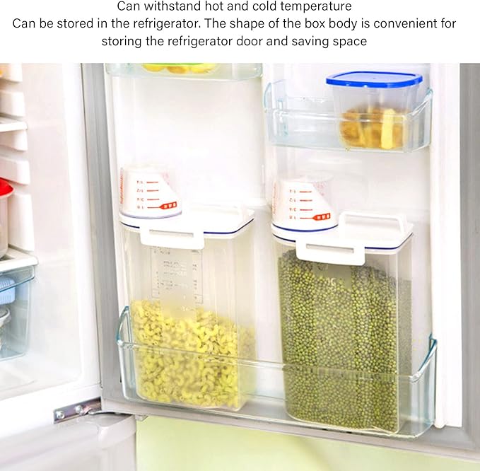 Milltrip Rice Storage Container, 2PCS Rice Storage Container 2.5L Plastic Rice Dispenser Bin with Pour Spout for Rice Beans Grains Small Dry Food