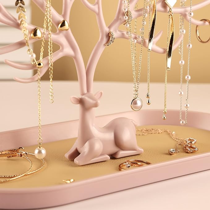 MORE&LESS Antlers Jewelry Display Stand,Tree Tower Rack Hanging Organizer for Ring Earrings Necklace Bracelet