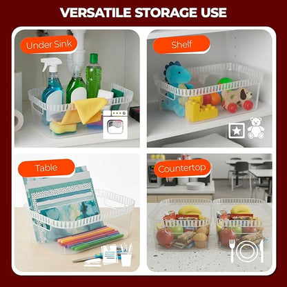 Tribello Modern Cabinet Organizers And Storage Pantry Shelf Organizer - Clear Plastic Storage Bins - Bulk 8-Pack (Medium - 12” X 8” X 4”)