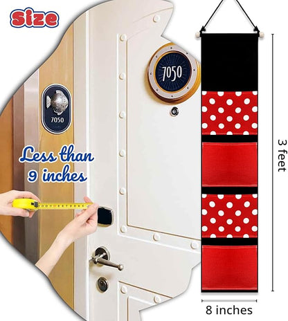 Ohjijinn Fish Extenders Cruise Gifts Hanger with 4 Pockets Canvas Fish Extenders Hanger Easily Customize Cruise Door Decorations for Gift Exchanges (Red and White)